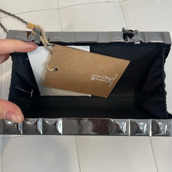 Box frame pewter clutch (nwt) - Picture 3 of 4